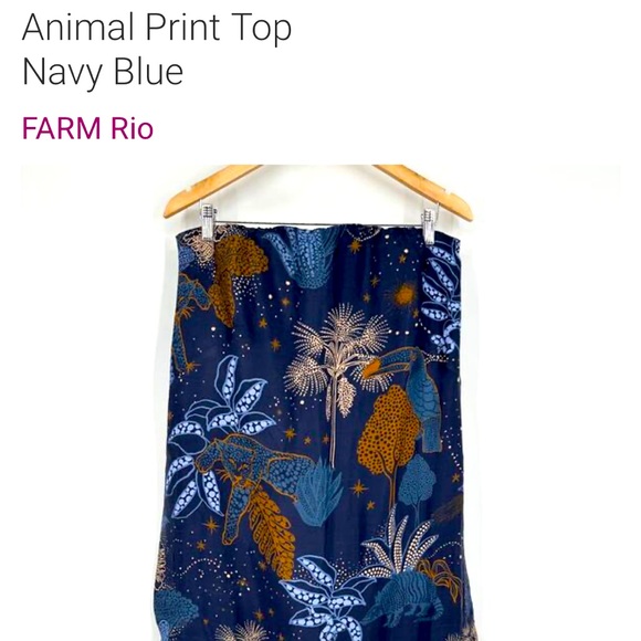 FARM Rio Navy Blue Strapless Top (blouse) NWT. Off the shoulder mini dress - Picture 7 of 10